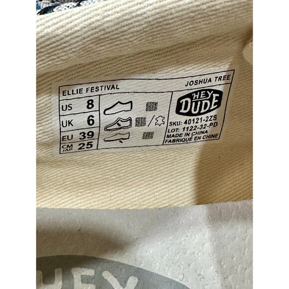 Hey Dude Ellie Festival Joshua Tree Shoes Women’s Size 8 EU 39 Aztec Boho Casual - Picture 6 of 10